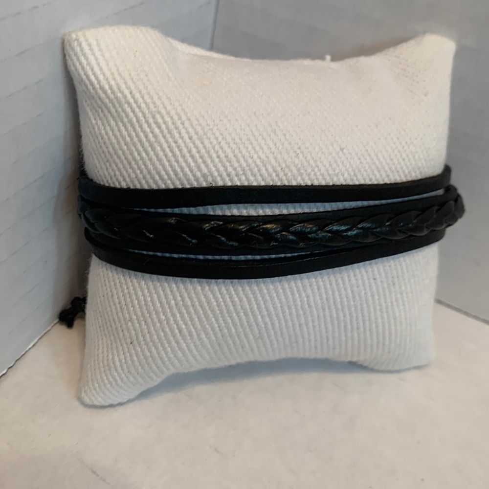 Black Leather Braided Multi Bracelet